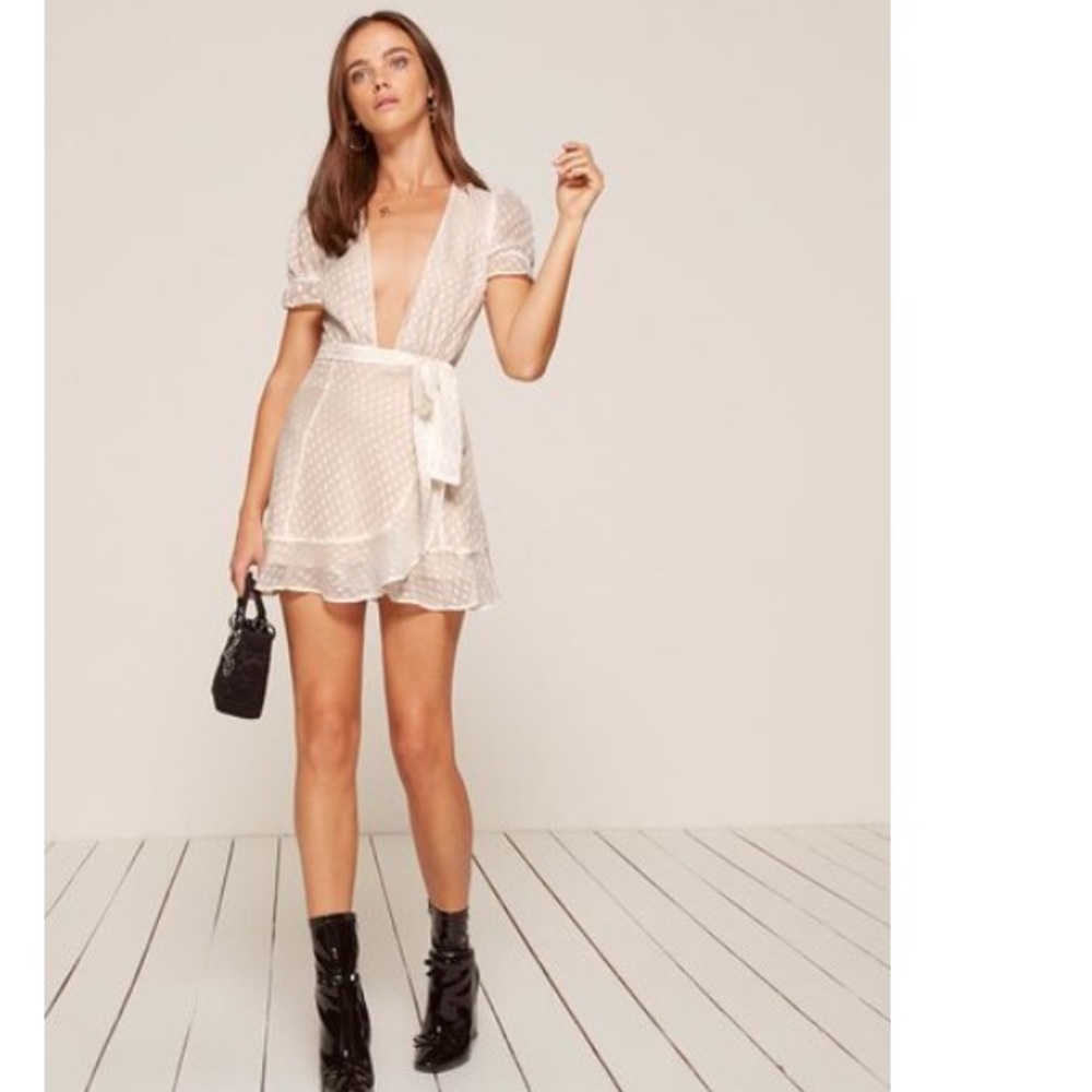 Reformation Lucas Dress XS - Sheer Cream Polkadots